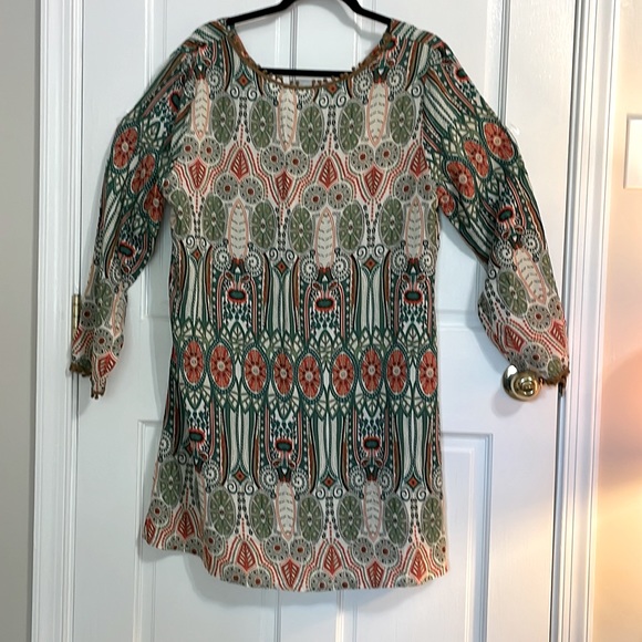 BOHO Boat-neck Mini Dress w/Lacy Trim, Size XXL - Picture 5 of 8